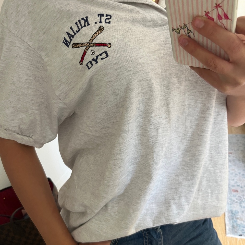 Gray Polo Shirt with Embroidered Logo
